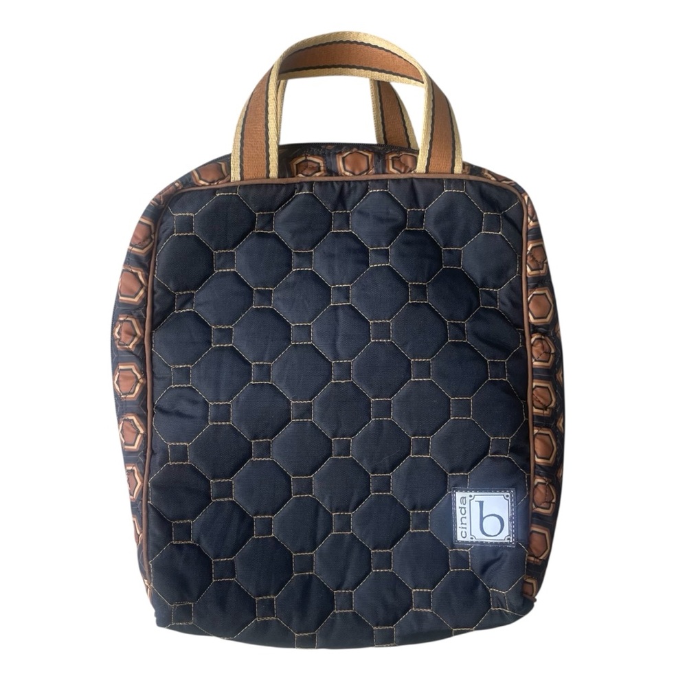 Cinda B Quilted Tote Bag Mod Tortoise Cosmetic Make-up Bag